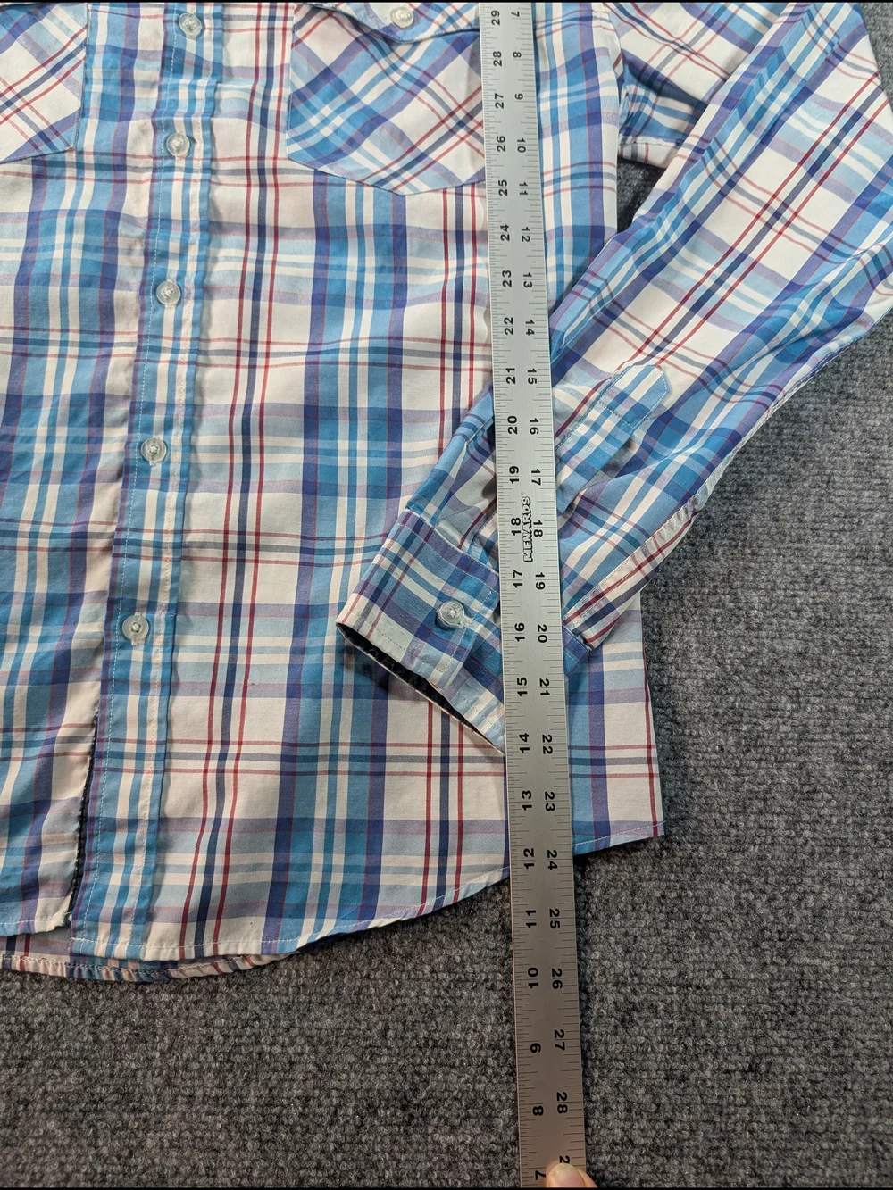 Something Strong Men's Medium Blue and White Plaid Button-Down Shirt
